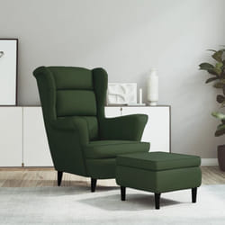 Vidaxl - Poltrona Schienale ad Ala con Poggiapiedi Verde Scuro Velluto 409514
