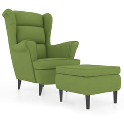 Vidaxl - Poltrona Schienale ad Ala con Poggiapiedi Verde Chiaro Velluto 238749