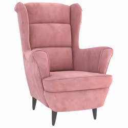 vidaXL Poltrona con Schienale ad Ala con Poggiapiedi Rosa in Velluto - Vista aggiuntiva 3