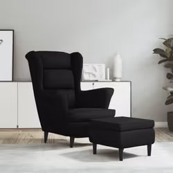 Poltrona con Schienale ad Ala con Poggiapiedi Nero in Vellutocod mxl 73615