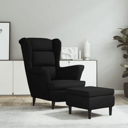 Poltrona con Schienale ad Ala con Poggiapiedi Nero in Vellutocod mxl 73615