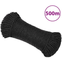 Corda da Lavoro Nera 6 mm 500 m in Polipropilene vidaXL 7399