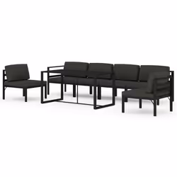 vidaXL Set Divani da Giardino 7 pz con Cuscini in Alluminio Antracite - Vista aggiuntiva 2