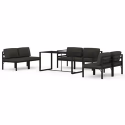 vidaXL Set Divani da Giardino 7 pz con Cuscini in Alluminio Antracite - Vista aggiuntiva 2