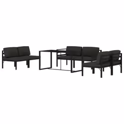 vidaXL Set Divani da Giardino 7 pz con Cuscini in Alluminio Antracite - Vista aggiuntiva 3