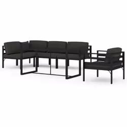 vidaXL Set Divani da Giardino 6 pz con Cuscini in Alluminio Antracite - Vista aggiuntiva 2