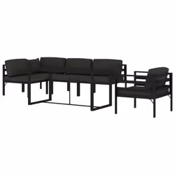 vidaXL Set Divani da Giardino 6 pz con Cuscini in Alluminio Antracite - Vista aggiuntiva 3