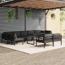 Set Divani da Giardino 10 pz con Cuscini in Alluminio Antracite Vidaxl