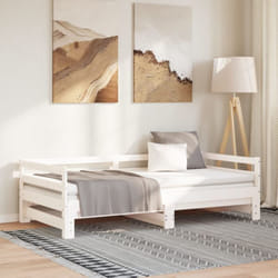 Letto matrimoniale, Dormeuse Estraibile Bianca 2x(80x200) cm Legno Massello di Pino Vidaxl