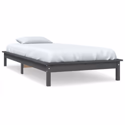 vidaXL Giroletto Grigio 90x200 cm in Legno Massello di Pino - Vista aggiuntiva 2