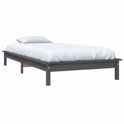 vidaXL Giroletto Grigio 90x200 cm in Legno Massello di Pino - Vista aggiuntiva 3