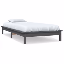 vidaXL Giroletto Grigio 100x200 cm in Legno Massello di Pino - Vista aggiuntiva 2