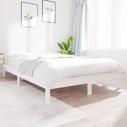 Letto adulto, Giroletto, Letto matrimonial Bianco 140x200 cm in Legno Massello di Pino Vidaxl