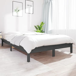 vidaXL Giroletto Grigio 160x200 cm in Legno Massello di Pino