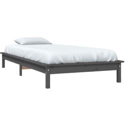 Giroletto Grigio 75x190 cm Small Single Legno Massello di Pino Vidaxl