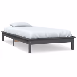 vidaXL Giroletto Grigio 90x190 cm Single in Legno Massello di Pino - Vista aggiuntiva 2