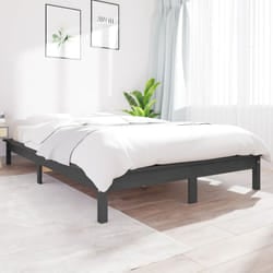 vidaXL Giroletto Grigio 140x190 cm in Legno Massello di Pino