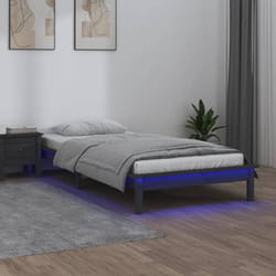 Letto adulto, Giroletto con led, Letto singolo Grigio 90x200 cm in Legno Massello Vidaxl