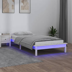 Letto adulto, Giroletto con led, Letto singolo Bianco 100x200 cm in Legno Massello Vidaxl
