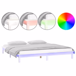 vidaXL Giroletto con LED Bianco 120x200 cm in Legno Massello - Vista aggiuntiva 2