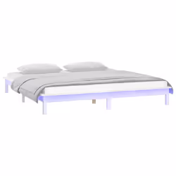 vidaXL Giroletto con LED Bianco 120x200 cm in Legno Massello - Vista aggiuntiva 3