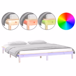vidaXL Giroletto con LED 140x200 cm in Legno Massello - Vista aggiuntiva 2