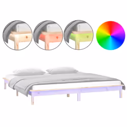 vidaXL Giroletto con LED 160x200 cm in Legno Massello - Vista aggiuntiva 2