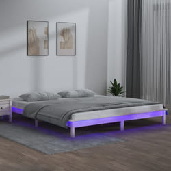 Letto adulto, Giroletto con led, Letto matrimonial Bianco 200x200 cm in Legno Massello Vidaxl