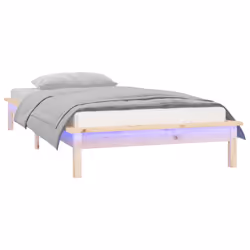 vidaXL Giroletto con LED 75x190 cm Small Single in Legno Massello - Vista aggiuntiva 3