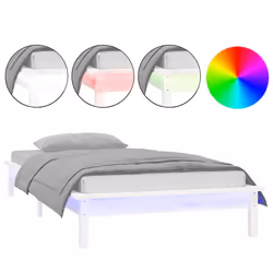 vidaXL Giroletto con LED Bianco 90x190 cm Single in Legno Massello - Vista aggiuntiva 2
