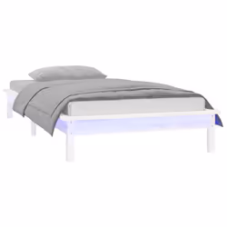 vidaXL Giroletto con LED Bianco 90x190 cm Single in Legno Massello - Vista aggiuntiva 3