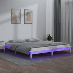 Letto adulto, Giroletto led, Letto matrimonial Bianco 135x190 cm 4FT6 Double in Legno Massello Vidaxl