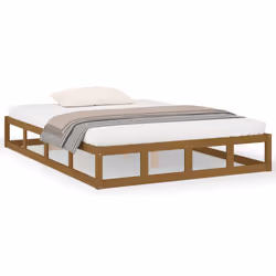 vidaXL Giroletto senza Materasso Ambra 200x200 Legno Massello - Vista aggiuntiva 2