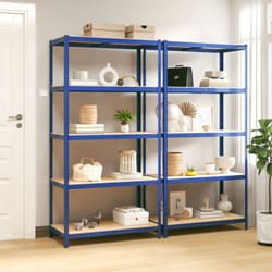 Set da 2 scaffali con 5 ripiani in legno e acciaio 90x40x180cm vari colori colore: Blu