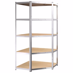 vidaXL Scaffale Angolare Resistente 5 Strati Argento Acciaio e Legno - Vista aggiuntiva 2