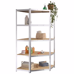 vidaXL Scaffale Angolare Resistente 5 Strati Argento Acciaio e Legno - Vista aggiuntiva 3
