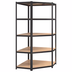vidaXL Scaffale Angolare Resistente 5 Ripiani Grigio Acciaio e Legno - Vista aggiuntiva 2