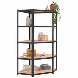 vidaXL Scaffale Angolare Resistente 5 Ripiani Grigio Acciaio e Legno - Vista aggiuntiva 3