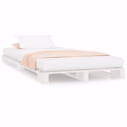 vidaXL Letto a Pallet Bianco 90x200 cm in Legno Massello di Pino - Vista aggiuntiva 2