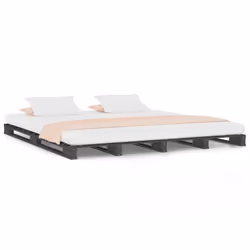 vidaXL Letto a Pallet Grigio 120x200 cm in Legno Massello di Pino - Vista aggiuntiva 2