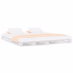 vidaXL Letto a Pallet Bianco 140x200 cm in Legno Massello di Pino - Vista aggiuntiva 2