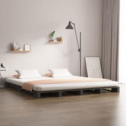 vidaXL Letto a Pallet Grigio 150x200 cm Massello di Pino 5FT King Size