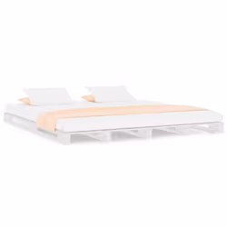 vidaXL Letto a Pallet Bianco 160x200 cm in Legno Massello di Pino - Vista aggiuntiva 2