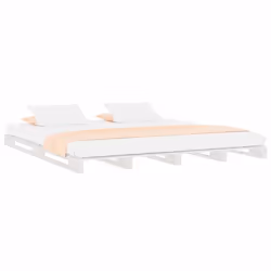 vidaXL Letto a Pallet Bianco 200x200 cm in Legno Massello di Pino - Vista aggiuntiva 3