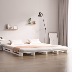 Aggiungete un tocco moderno alla vostra camera da letto con questo classico letto a pallet in legno! Costituisce un complemen ...