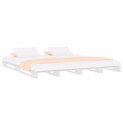 vidaXL Letto a Pallet Bianco 135x190 cm Double Legno Massello di Pino - Vista aggiuntiva 3