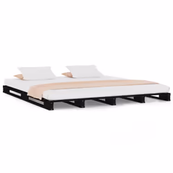 vidaXL Letto a Pallet Nero 135x190 cm Double Legno Massello di Pino - Vista aggiuntiva 2