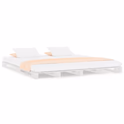 vidaXL Letto a Pallet Bianco 140x190 cm in Legno Massello di Pino - Vista aggiuntiva 2