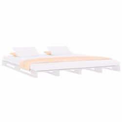 vidaXL Letto a Pallet Bianco 140x190 cm in Legno Massello di Pino - Vista aggiuntiva 3