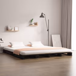 Aggiungete un tocco moderno alla vostra camera da letto con questo classico letto a pallet in legno! Costituisce un complemen ...
